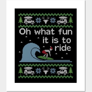 Ugly Christmas Sweater Fun to Ride Wave Surfing Posters and Art